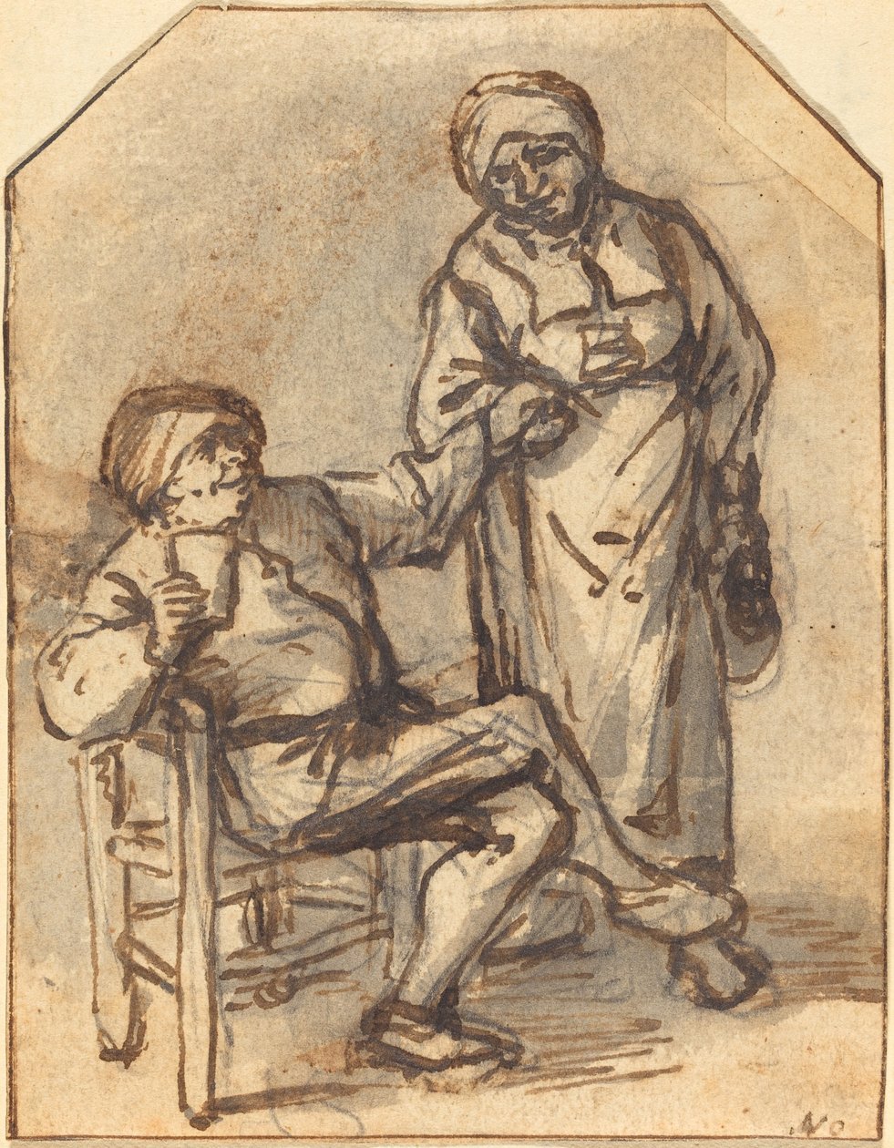 Deux paysans buvant - Adriaen van Ostade