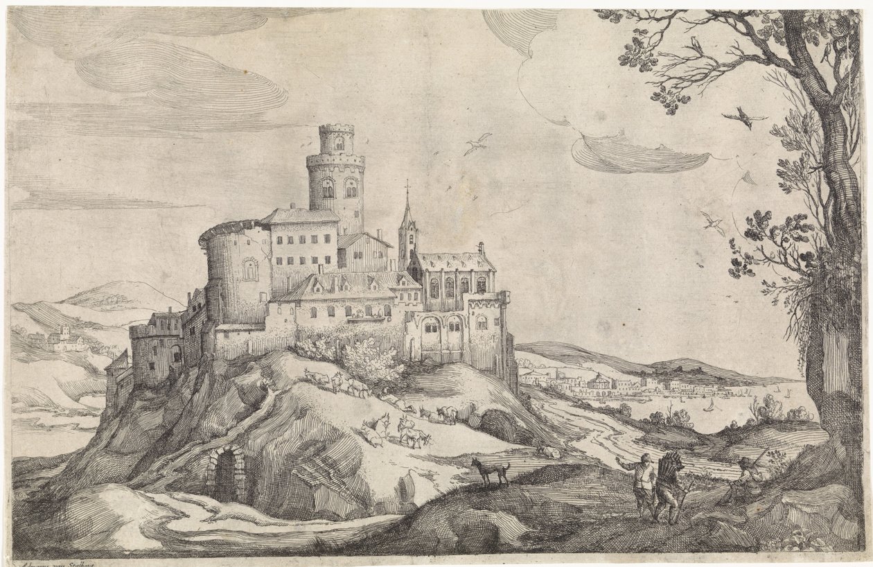 Paysage avec un château sur une montagne - Adriaen van Stalbemt