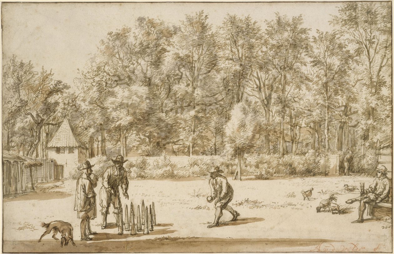 Trois hommes jouant aux quilles - Adriaen van de Velde