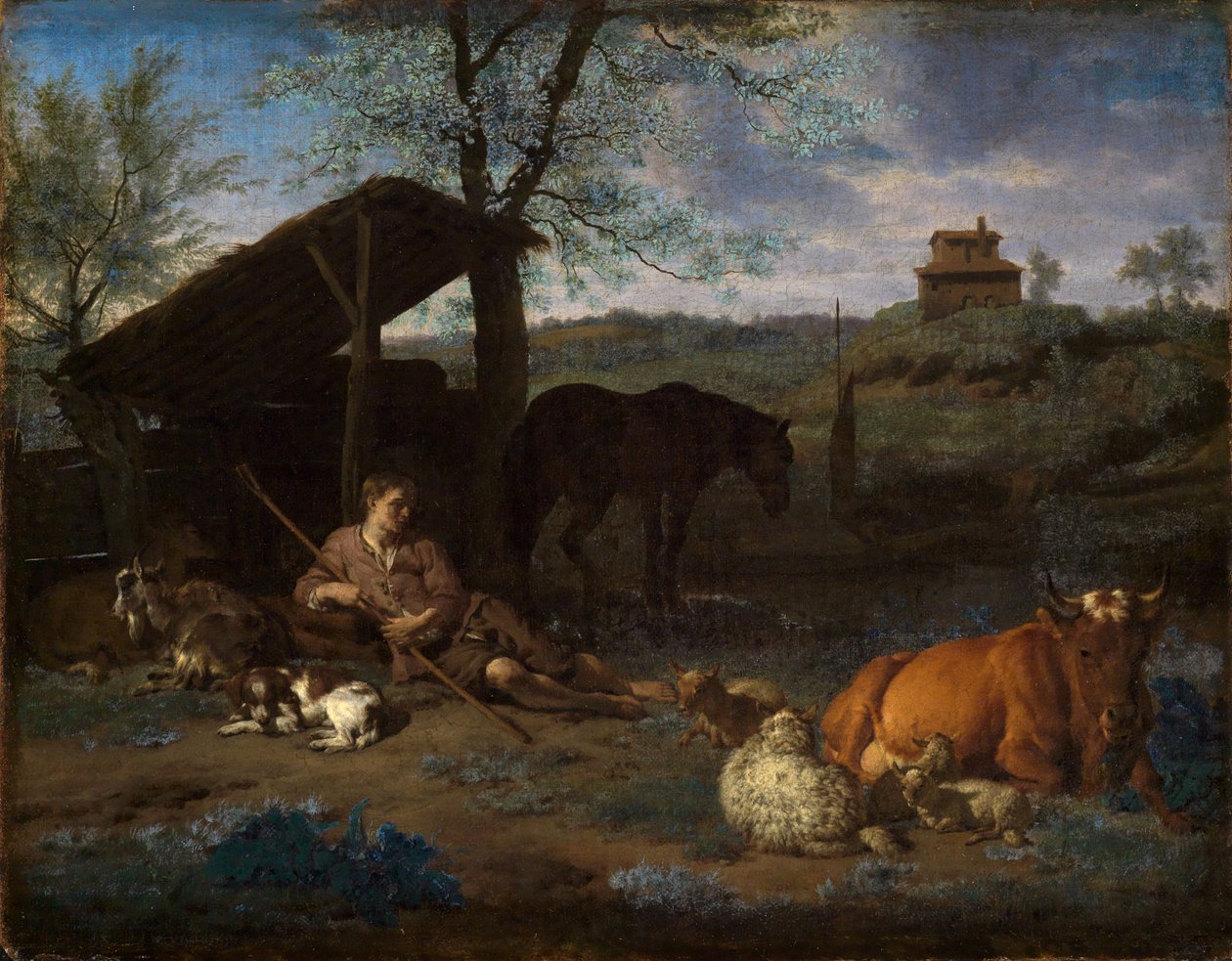 Un berger au repos près de son troupeau - Adriaen van de Velde