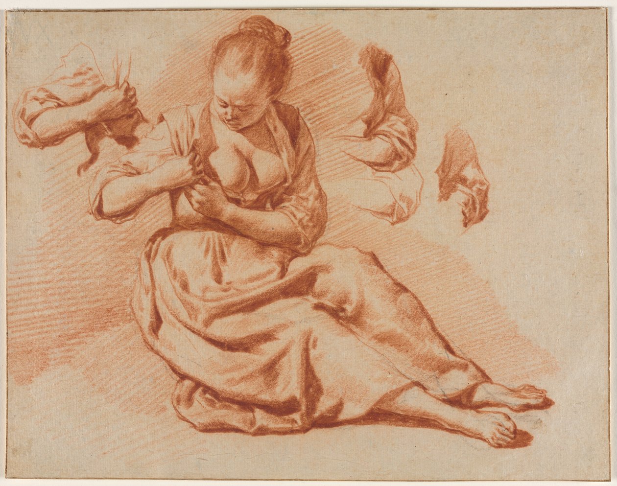 Femme assise cherchant des puces - Adriaen van de Velde