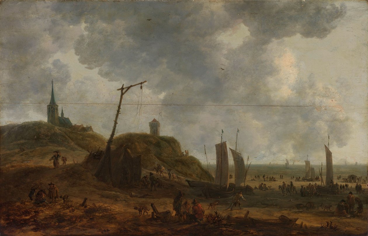 La plage de Katwijk - Adriaen van der Kabel