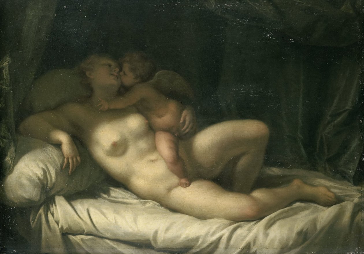 Amour embrassant Vénus - Adriaen van der Werff (manner of)
