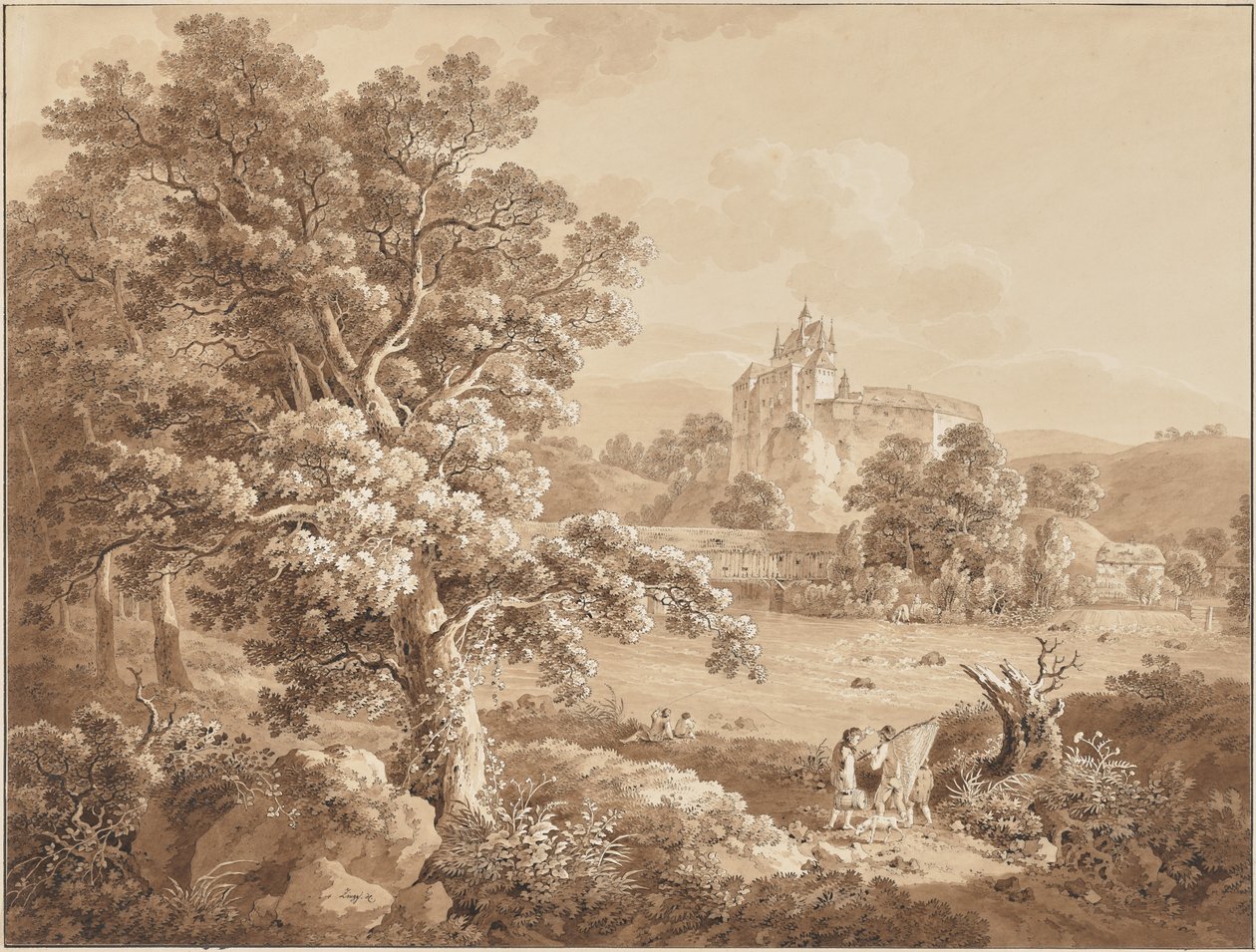 Pêcheurs sur la rivière Zschopau près du château de Kriebstein, Saxe - Adrian Zingg