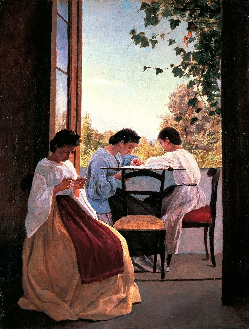 Les brodeuses (détail) - Adriano Cecioni