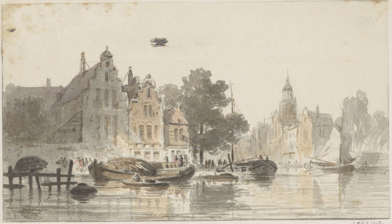 Vue de la ville avec canal - Adrianus Eversen