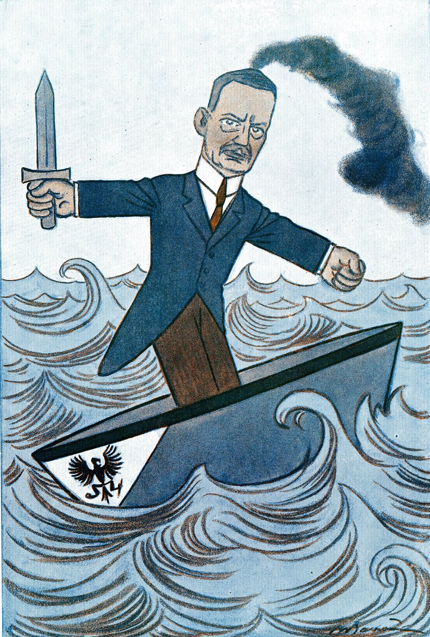 Caricature de Wilhelm Cuno (1876-1933) homme politique allemand responsable des affaires maritimes. Dessin d
