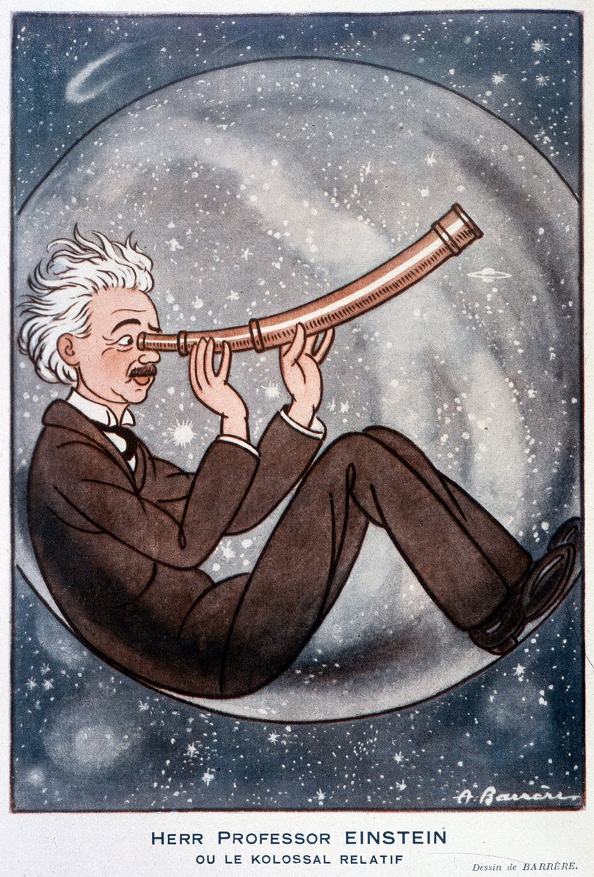 Herr professor Einstein ou le relatif Kolossal - Illustration par Adrien Barrere (1877-1931) dans "Fantasio" du 01/03/1931 - Adrien Barrere