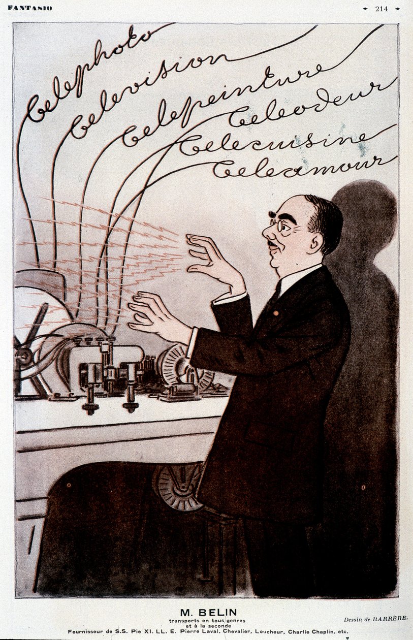 Image humoristique sur Belin et son belinographe - par Barrère, dans « Fantasio » du 01/12/1931 - Adrien Barrere