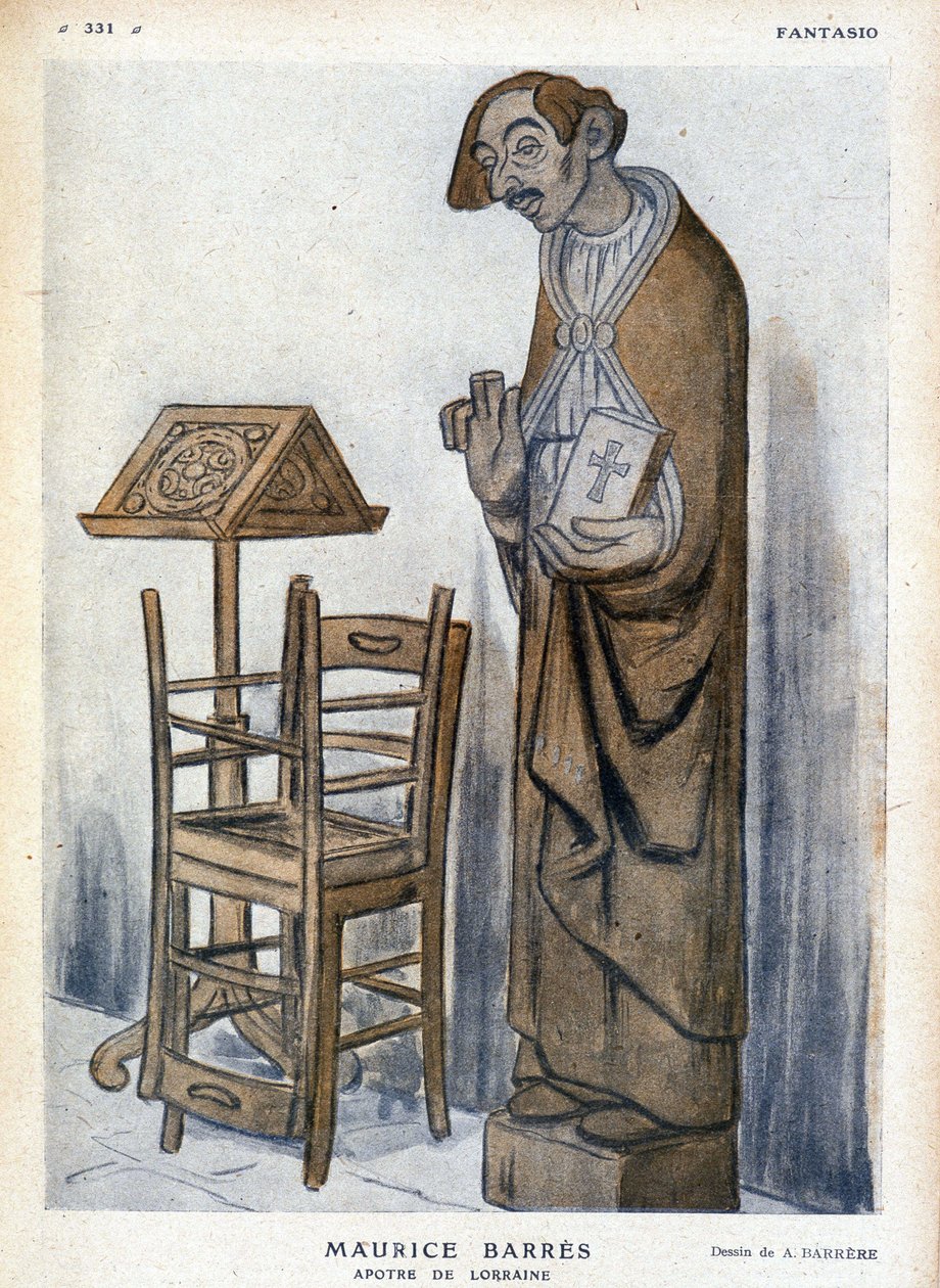 Maurice Barrès et Apôtre de Lorraine - Caricature par Adrien Barrère (1877-1931) dans "Fantasio" - Adrien Barrere