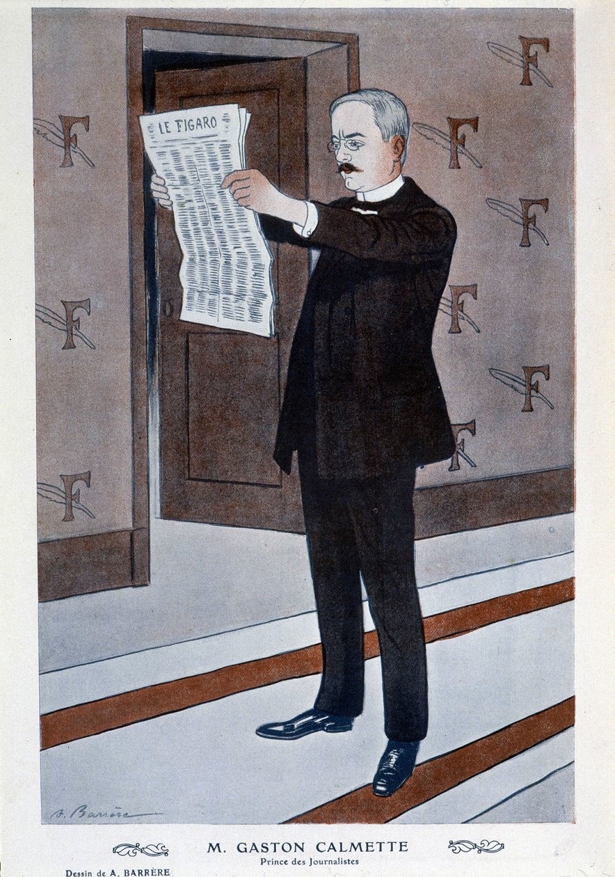 Portrait de Gaston Calmette, directeur du Figaro, par Barrère, « Fantasio » - Adrien Barrere