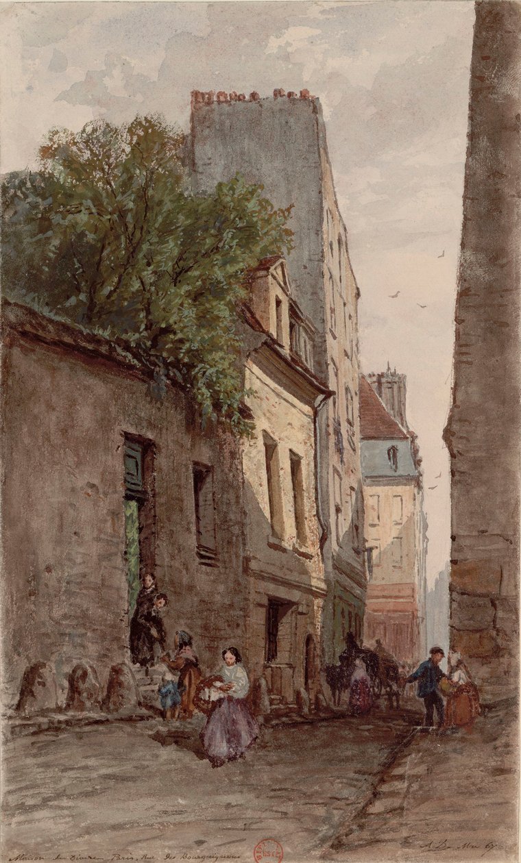 Maison du diacre François de Pâris, Paris, rue des Bourguignons (actuel boulevard de Port-Royal). Dessin par Adrien Dauzats - Adrien Dauzats
