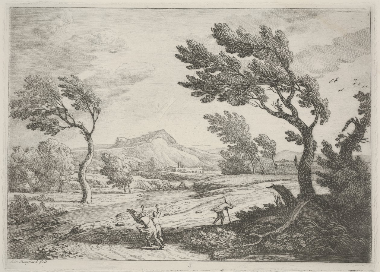 Paysage avec voyageurs par grand vent, c.1753 - Adrien Manglard