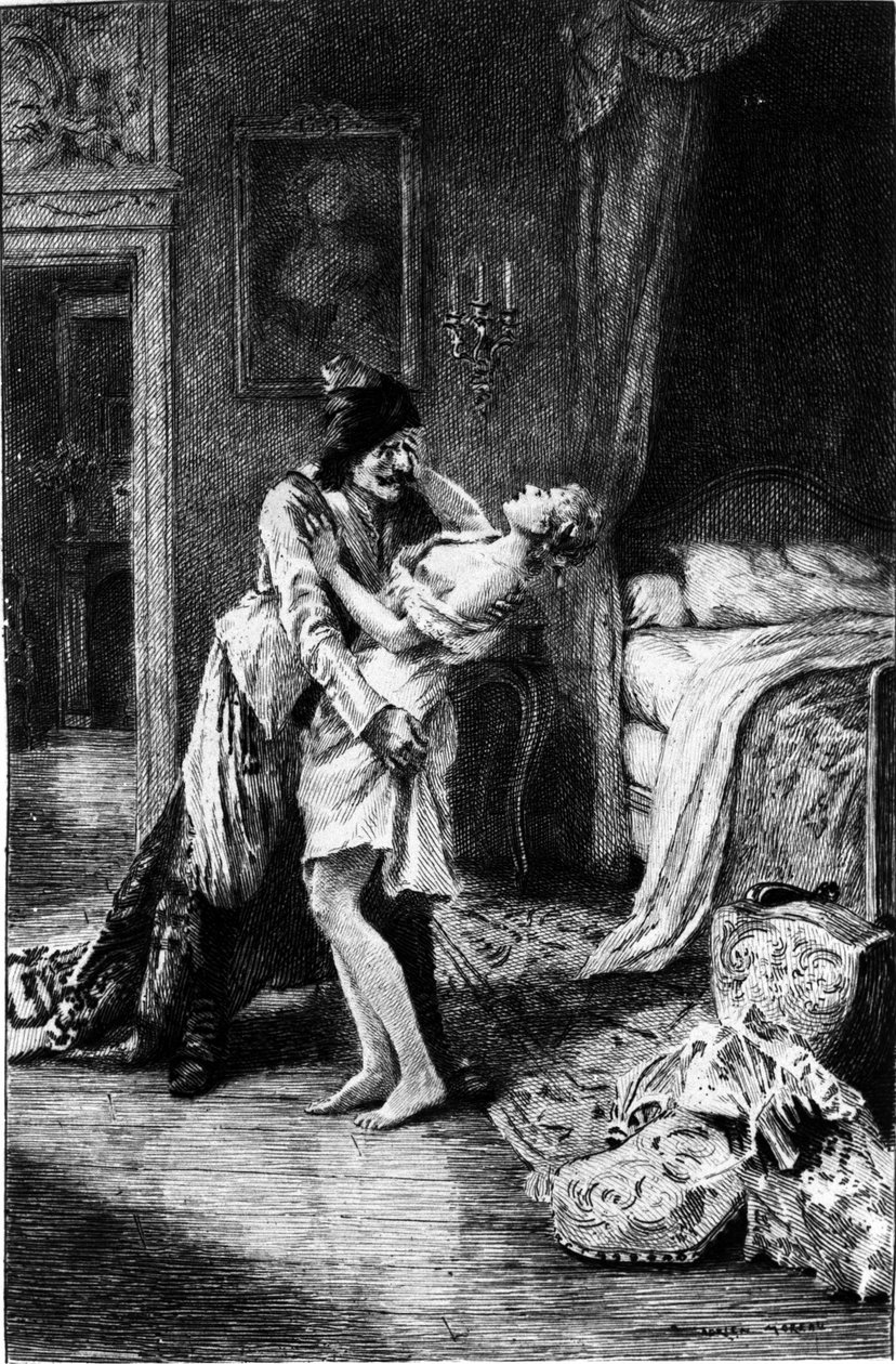 Gravure par Adrien Moreau (1843-1906) illustrant « Candide » par François Marie Arouet dit Voltaire (1694-1778) - Adrien Moreau
