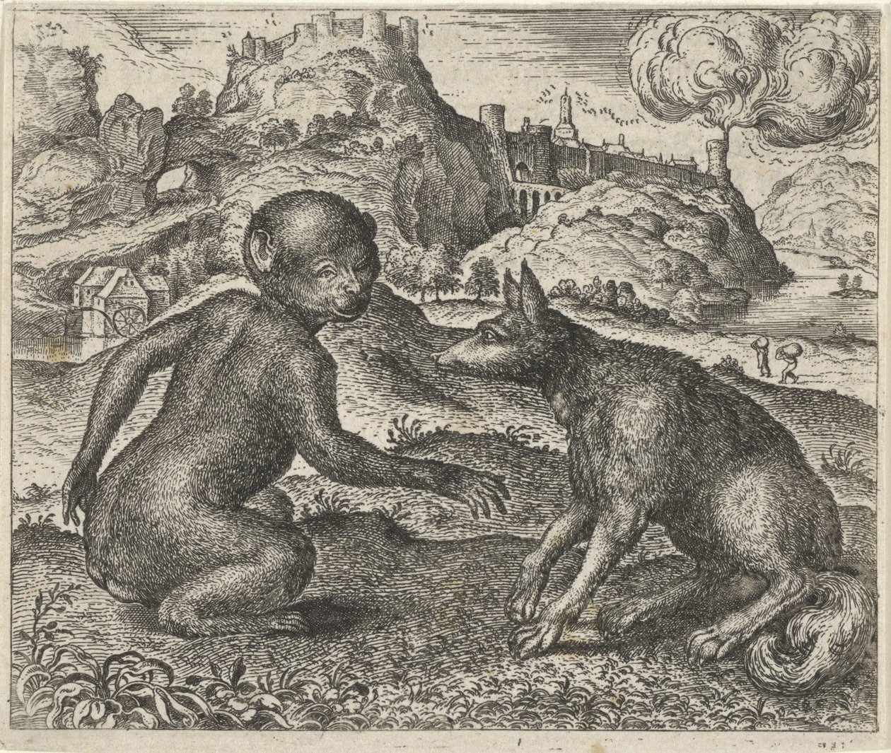 Fable du singe et du renard - Egidius  Sadeler (II)