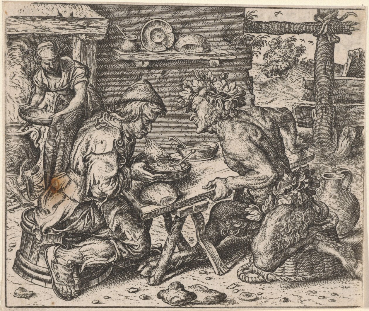 Fable du paysan et du satyre - Egidius  Sadeler (II)