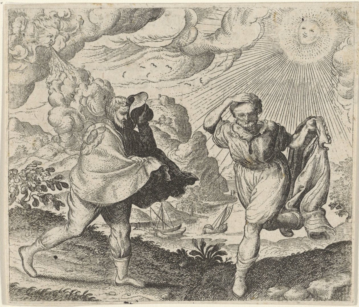 Fable du vent, du soleil et des marcheurs - Egidius  Sadeler (II)
