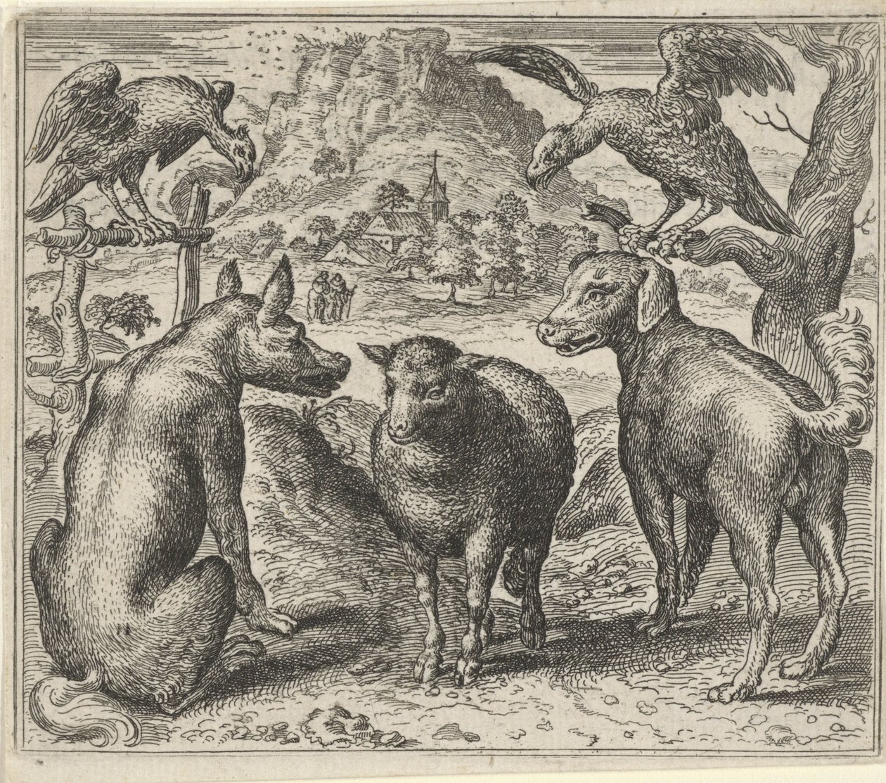 Fable du loup et de son procès contre le mouton - Egidius  Sadeler (II)