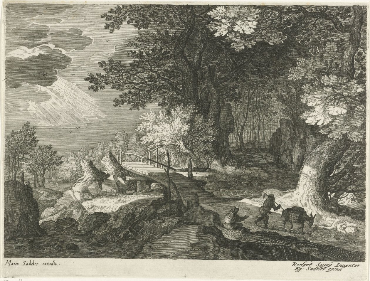 Pont en bois dans un paysage forestier - Egidius  Sadeler (II)