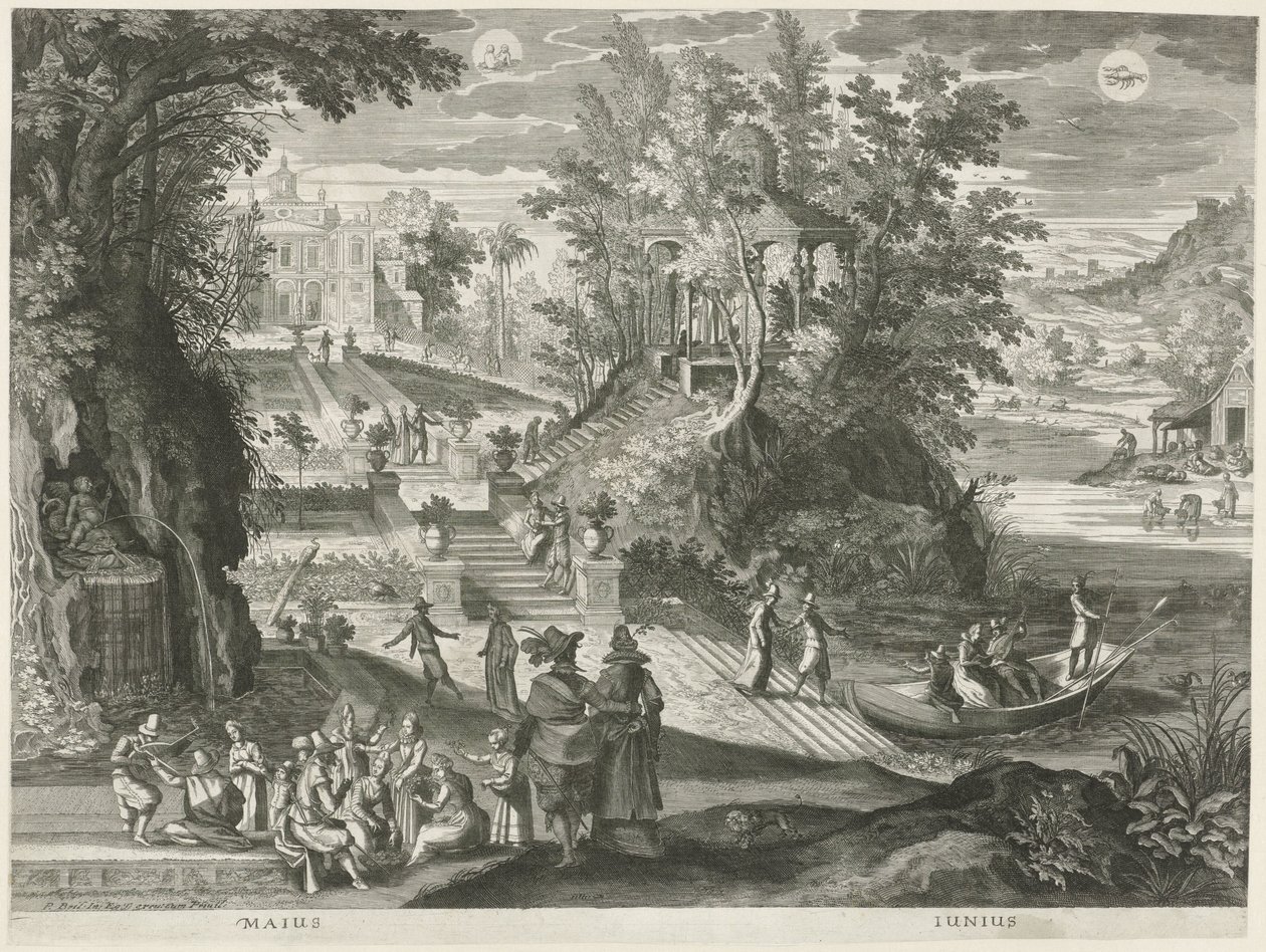 Mai et juin (Les douze mois dans six paysages italiens) - Egidius  Sadeler (II)