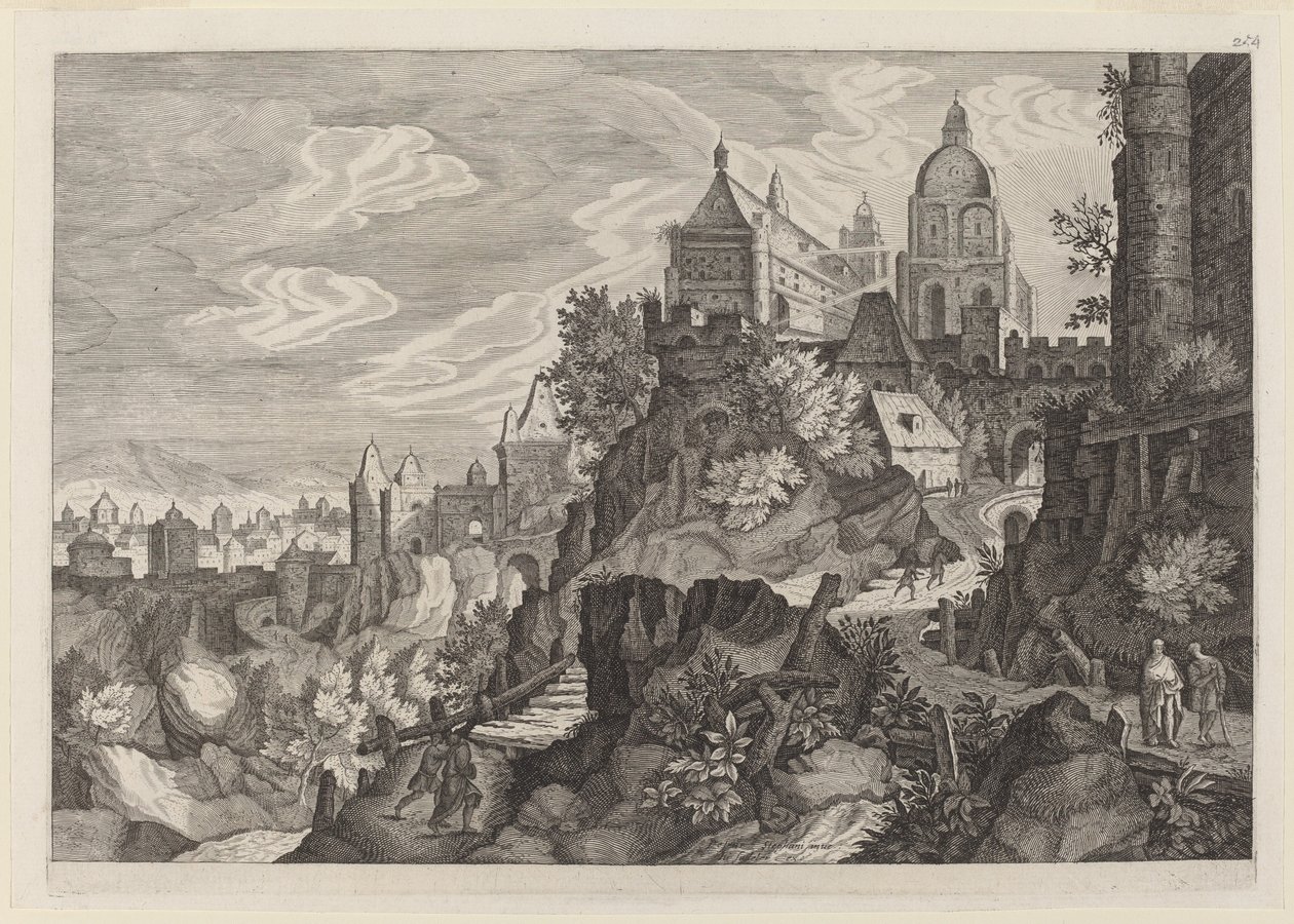 Paysage rocheux en Bohême - Aegidius Sadeler II after Pieter Stevens