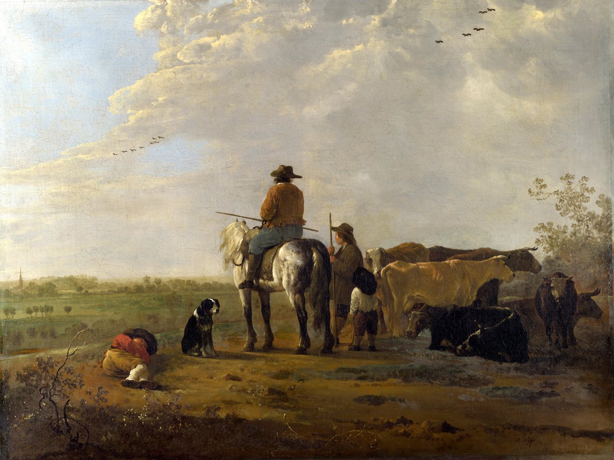 Paysage avec cavalier, bergers et bétail - Aelbert Cuyp