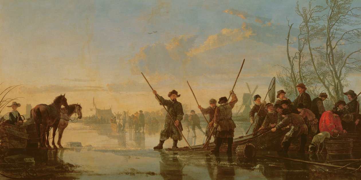 Scène de patinage avec la Meuse à Dordrecht, c.1655-60 - Aelbert Cuyp
