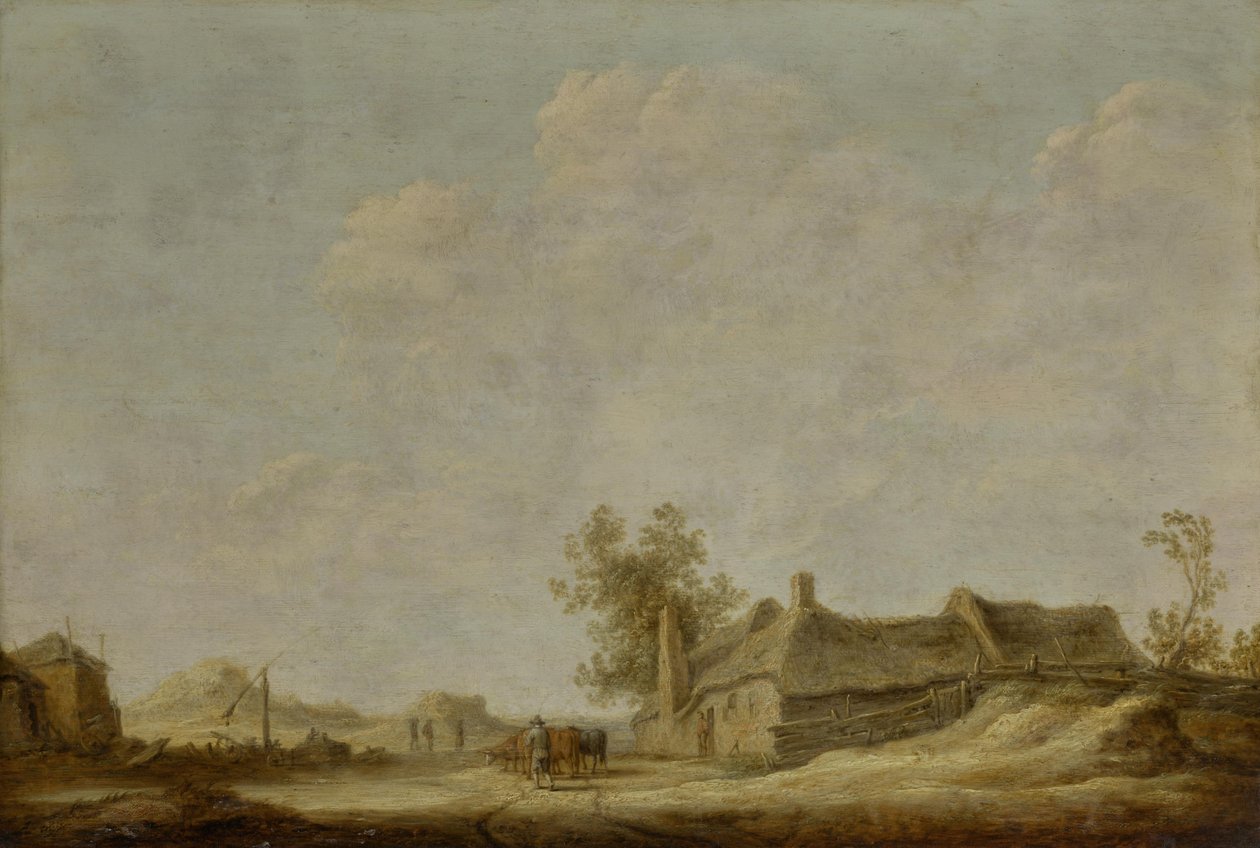 Paysage de dunes ensoleillé avec puits à balancier - Aelbert Cuyp