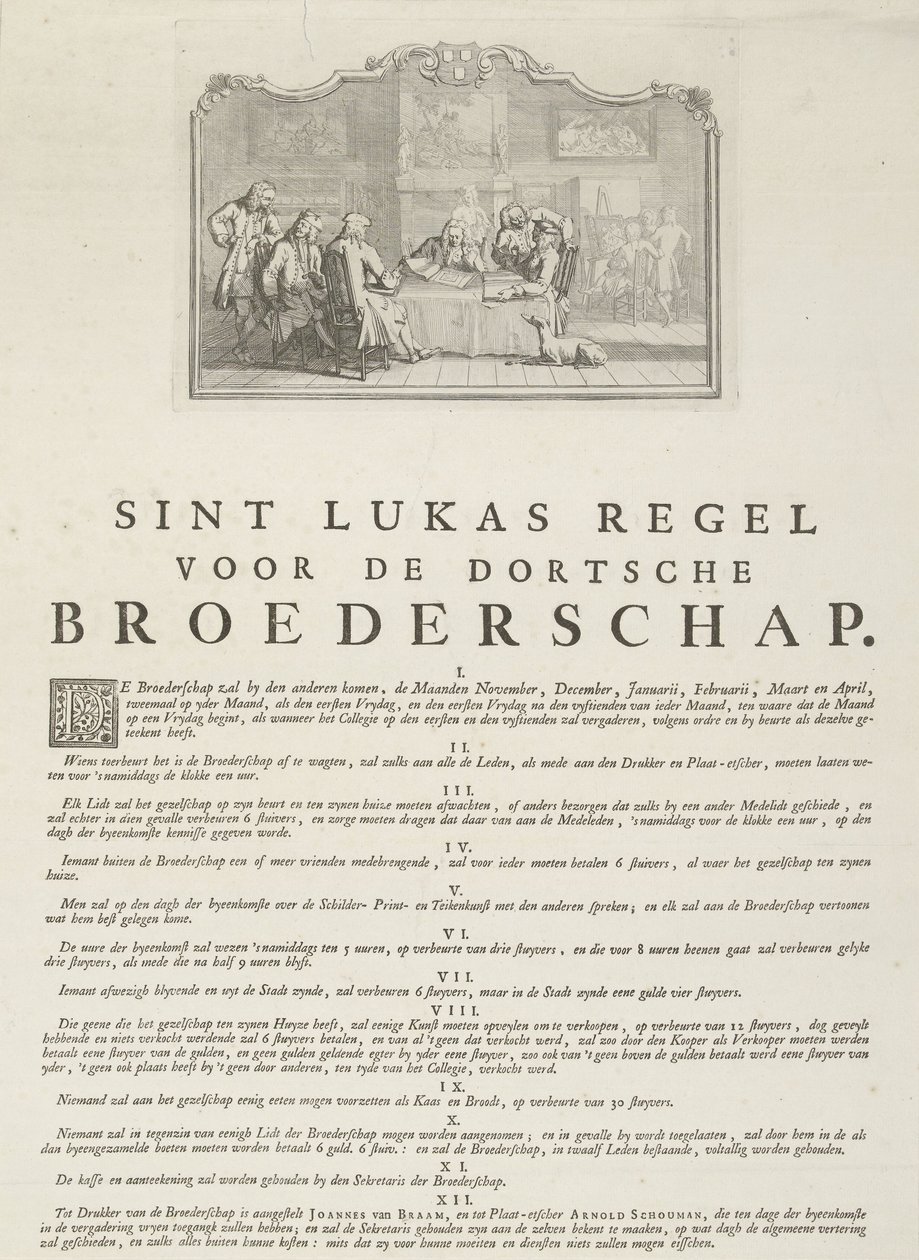 Règles de la guilde de Saint-Luc à Dordrecht, 1736 - Aert Schouman