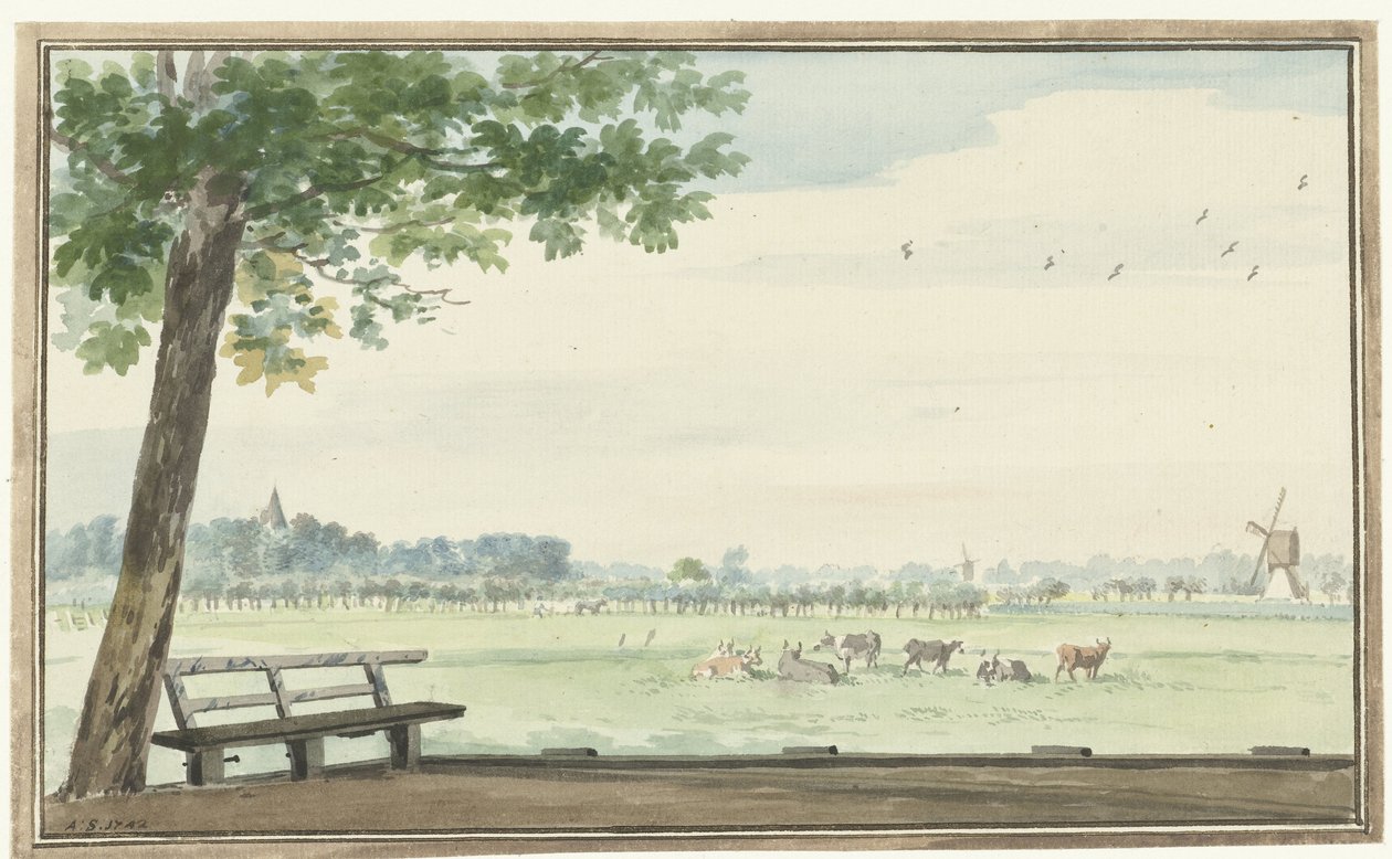 Le Hameau, De Lindt, dans la Zwijndrechtse Waard près de Meerdervoort - Aert Schouman