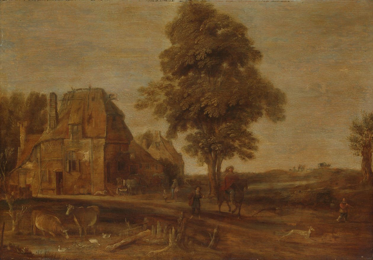 Paysage avec une auberge - Aert van der Neer