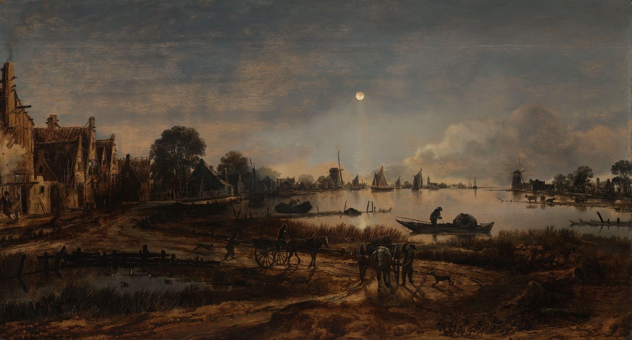 Vue de rivière au clair de lune - Aert van der Neer