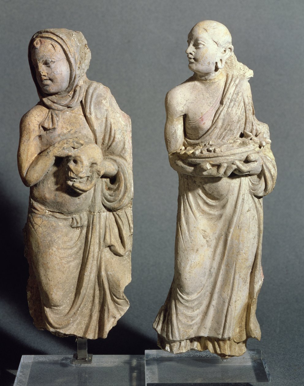 Deux statuettes de moines debout, de Hadda, 1er-4e siècle - Afghan School