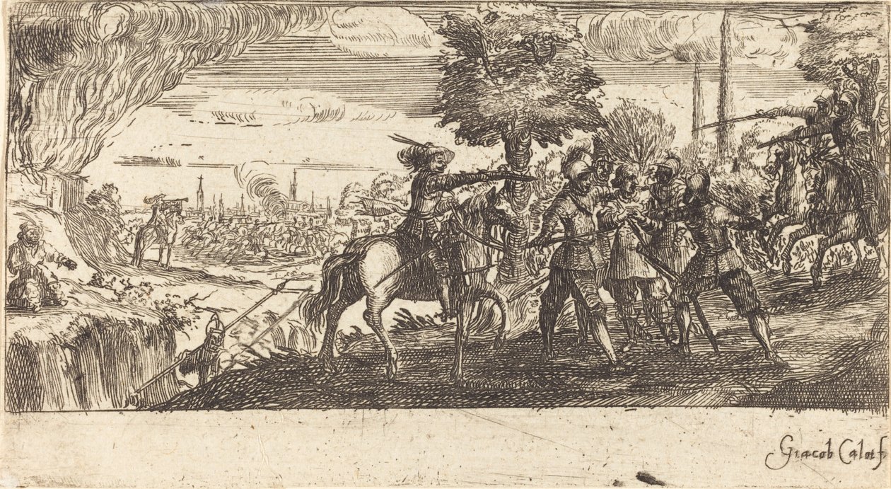 Paysage avec scène de bataille - After Jacques Callot