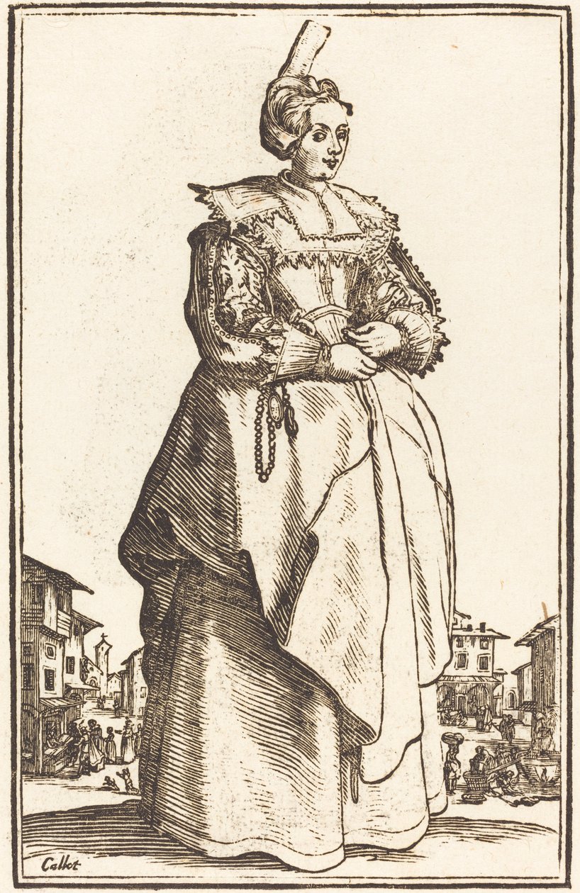 Femme noble avec un petit chapeau - After Jacques Callot