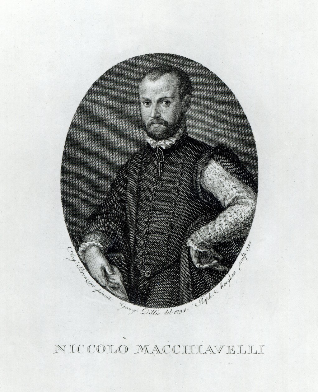 Portrait de Niccolo Machiavelli (1469-1527), gravé par Rafaello Morgan (1758-1833) en 1795 - Agnolo Bronzino