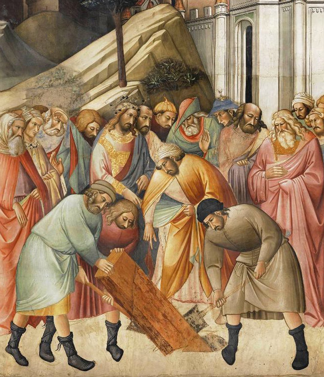 Le roi Salomon enterrant une des poutres de la croix, vers 1380 - Agnolo Gaddi