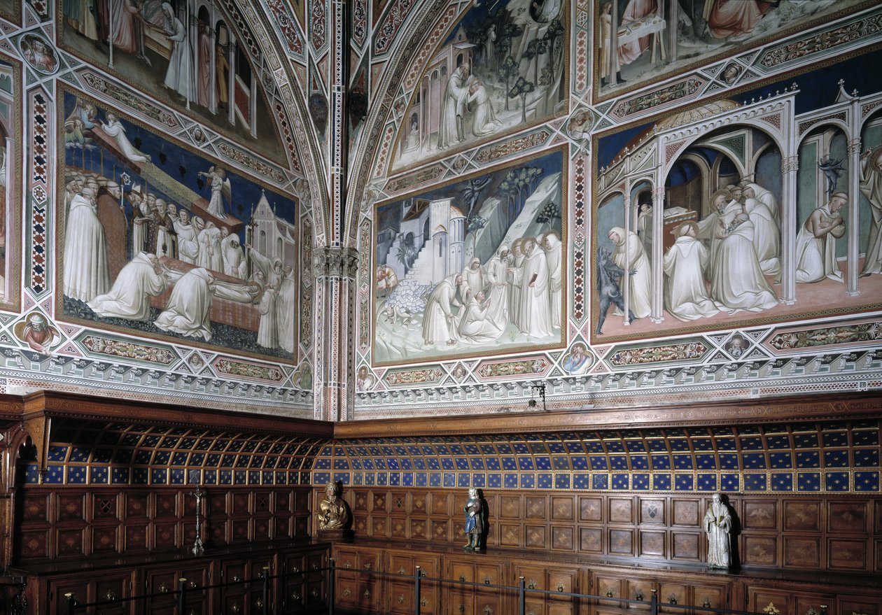 Vue de la chapelle Castellani (ou du Sacrement) décorée de fresques par Agnolo Gaddi (1350-1396), épisodes de la vie de Saint Antoine le Grand - Agnolo Gaddi