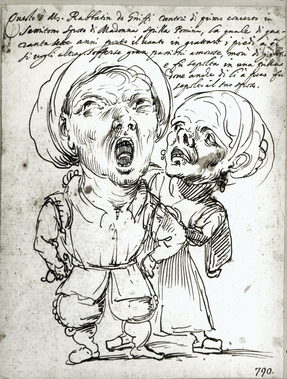 Caricature de Rabbatin de Griffi et de sa femme Spilla Pomina - Agostino Carracci