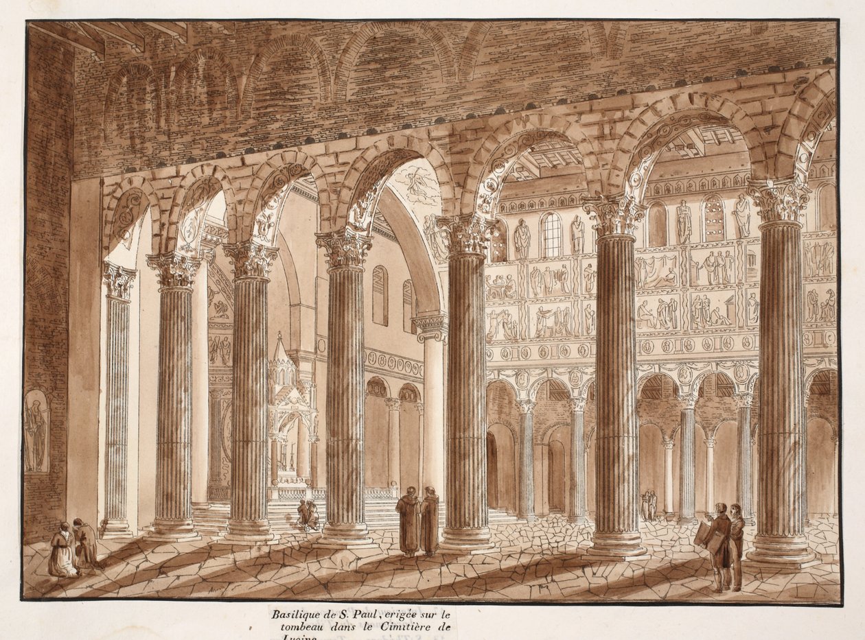 La basilique de Saint-Paul, construite sur la tombe dans le cimetière de Lucina, 1833 - Agostino Tofanelli