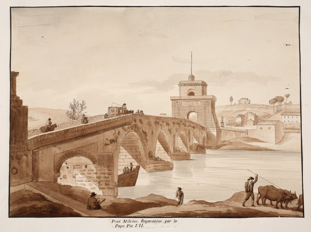 La restauration du Ponte Milvio par le pape Pie VII, 1833 - Agostino Tofanelli