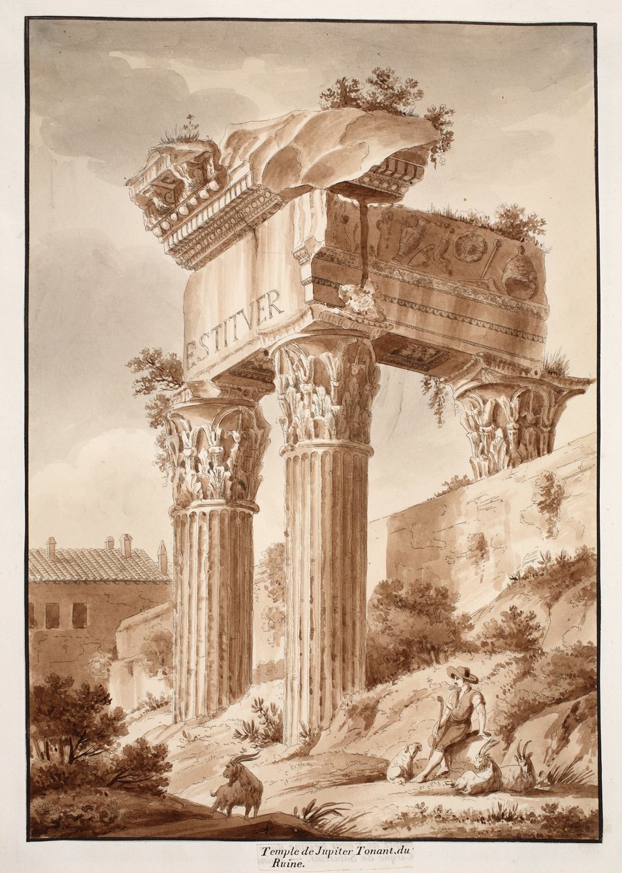 Le Temple de Jupiter Tonans, ruines, 1833 - Agostino Tofanelli