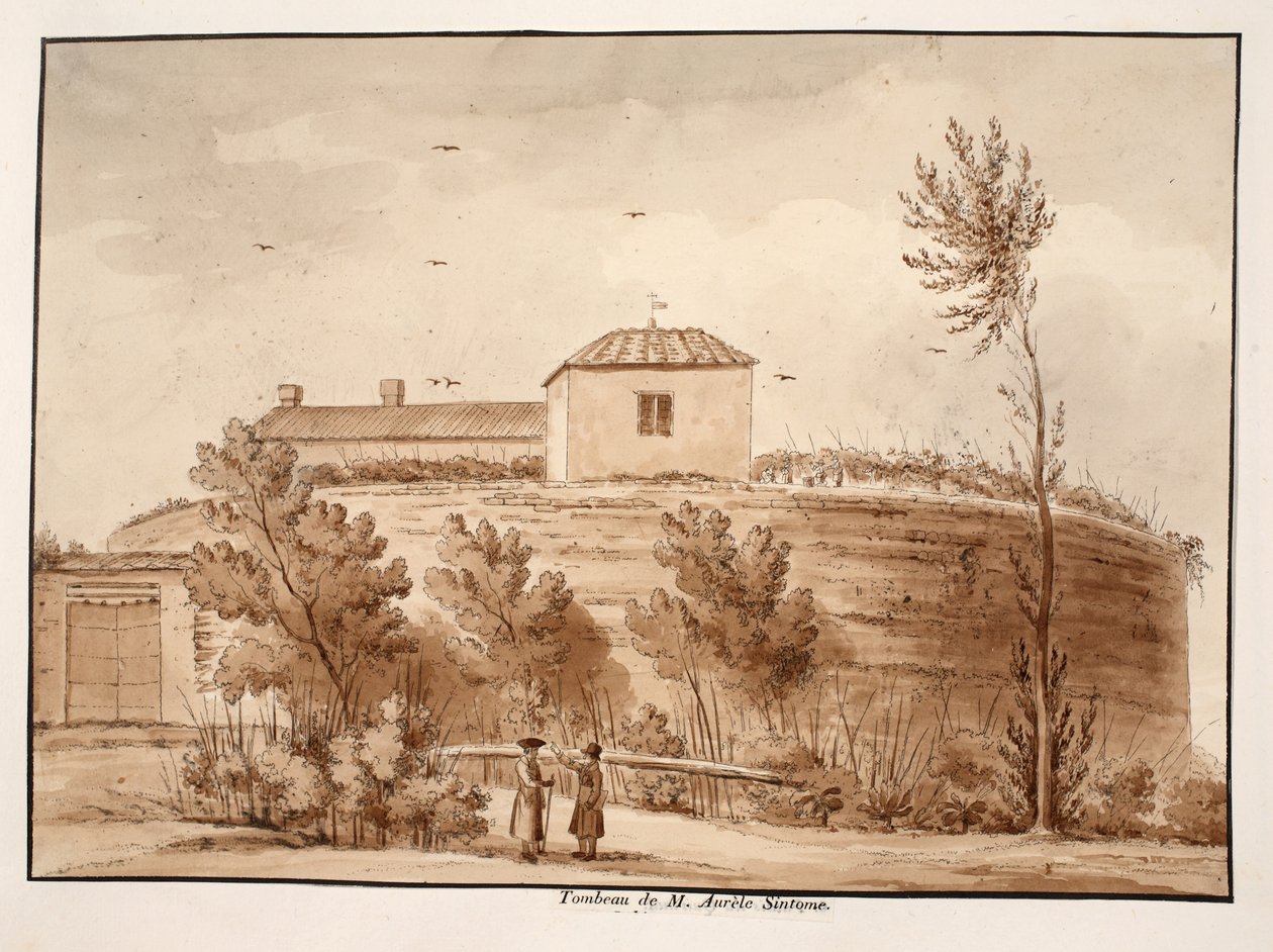 Tombeau de Marcus Aurelius Sintoma, 1833 (gravure avec lavis brun) - Agostino Tofanelli