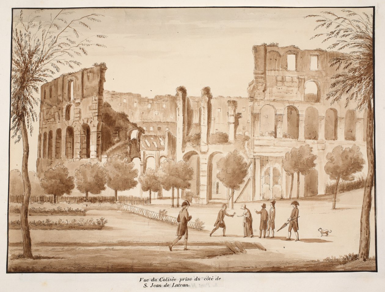 Vue du Colisée du côté de Saint-Jean-de-Latran, 1833 (eau-forte avec lavis brun) - Agostino Tofanelli