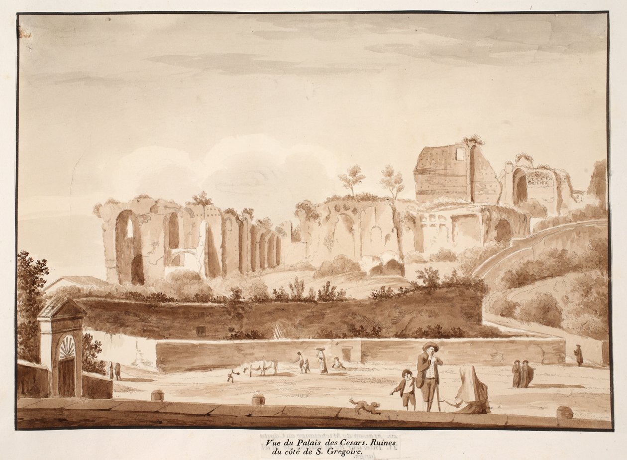 Vue du Palais des Césars depuis la Via di San Gregorio, 1833 - Agostino Tofanelli