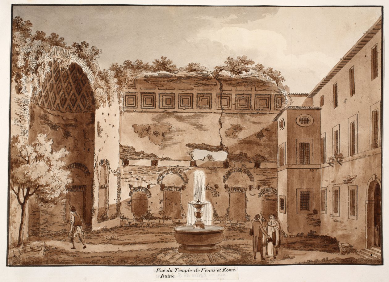 Vue du temple de Vénus et de Rome, ruines, 1833 - Agostino Tofanelli