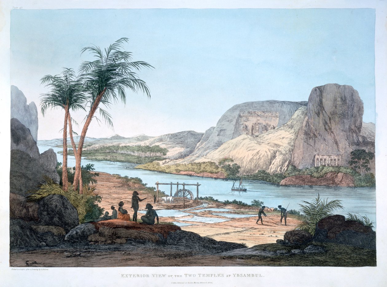 Vue extérieure des deux temples à Ybsambul, Égypte, 1820 - Agostino Aglio