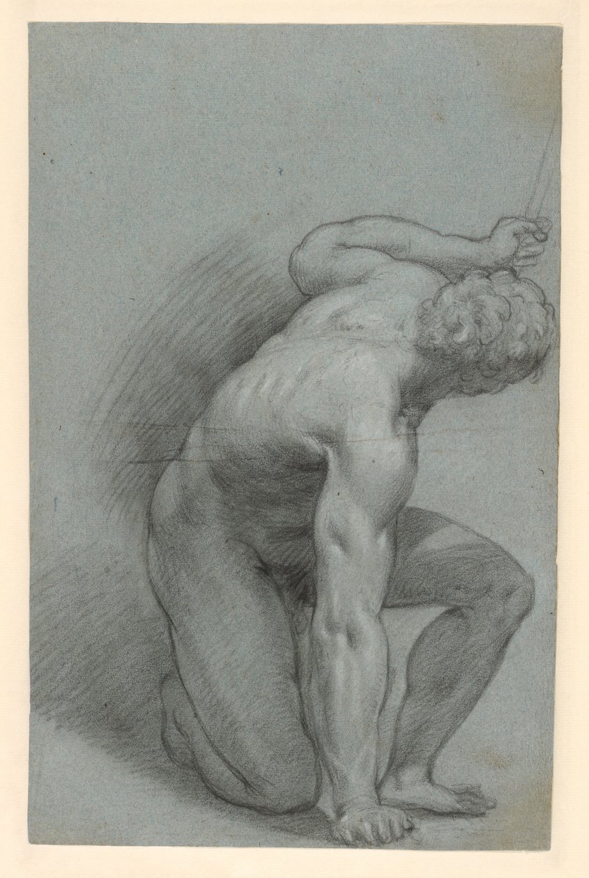 Figure agenouillée (recto) ; figure allongée (verso) - Agostino Carracci
