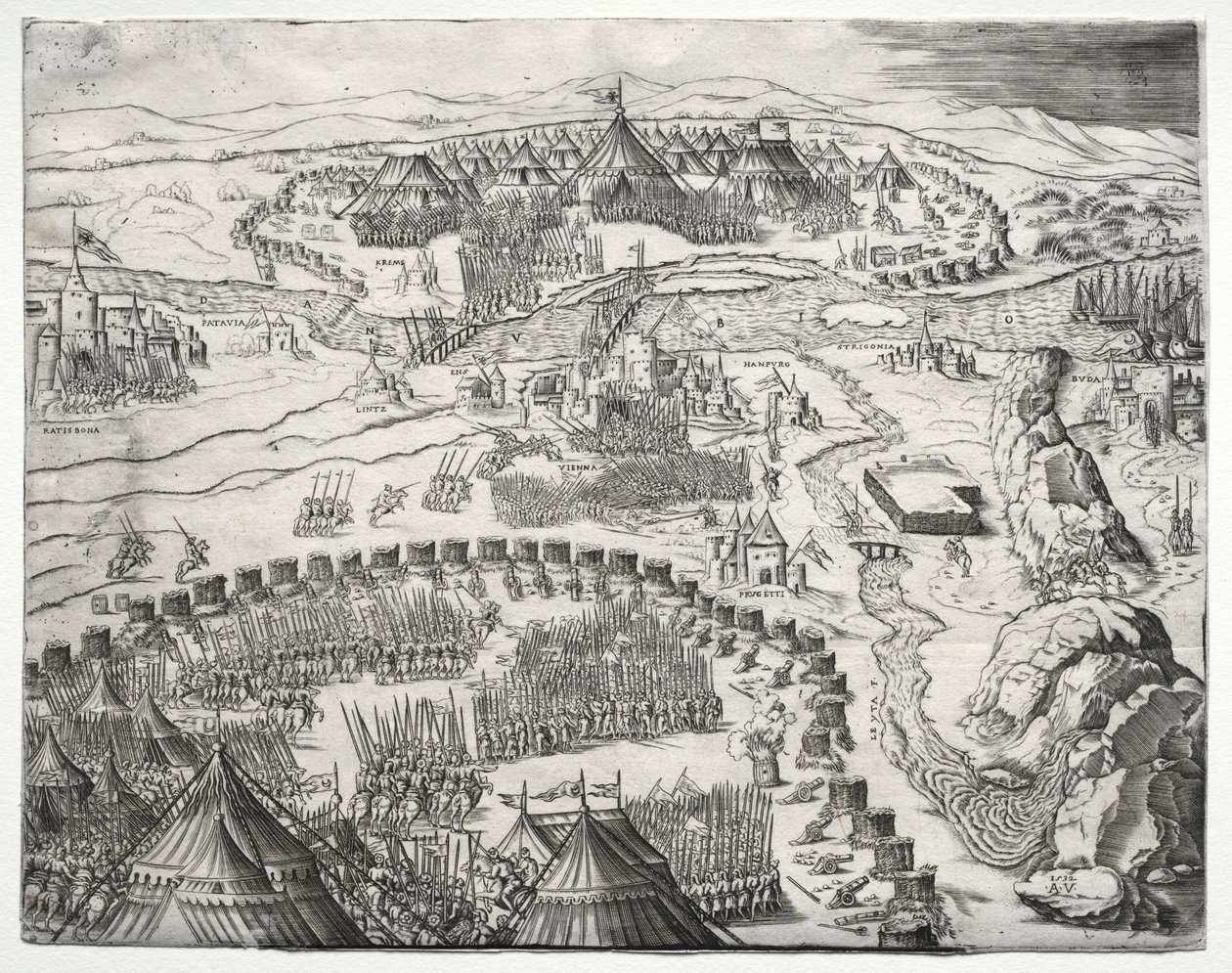 La position et le camp des armées de Charles V et Soliman II, 1532 - Agostino Musi