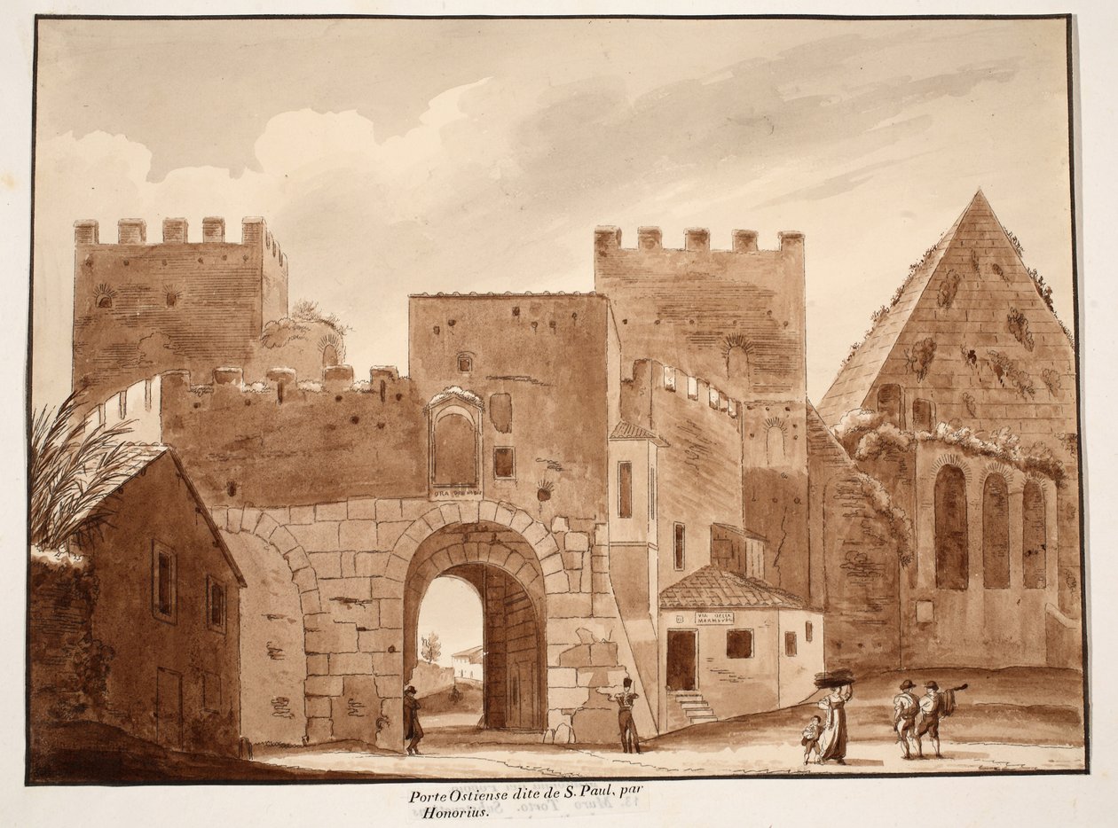 La Porta Ostiensis ou San Paolo, construite par Honorius, 1833 - Agostino Tofanelli